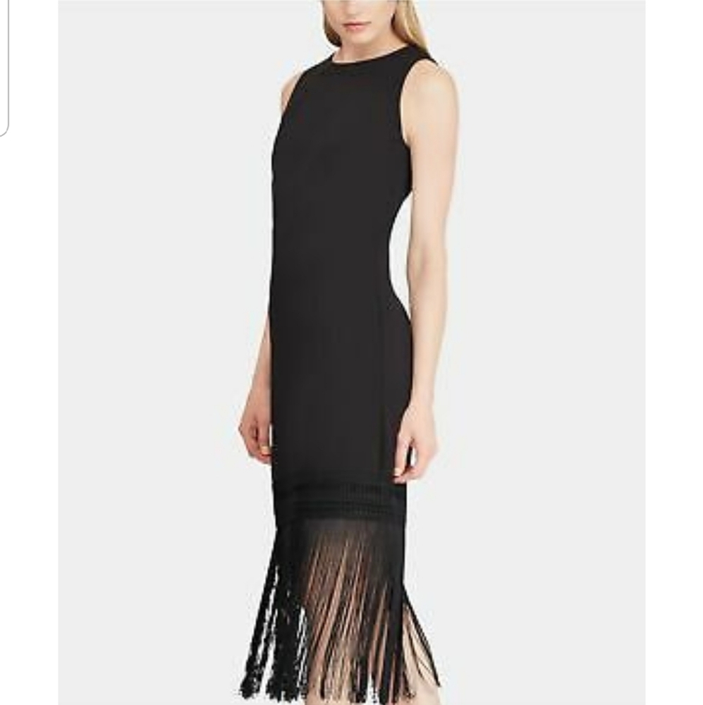 Lauren Ralph Lauren black sleeveless fringe dress